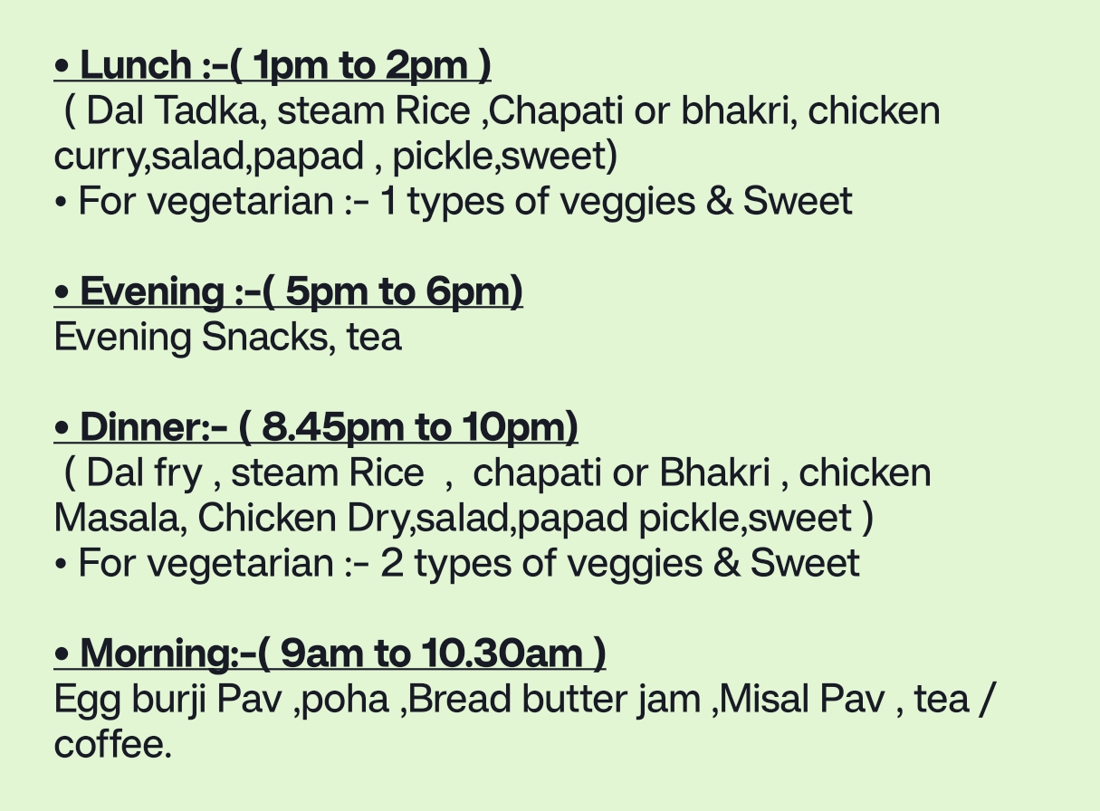 Sample menu