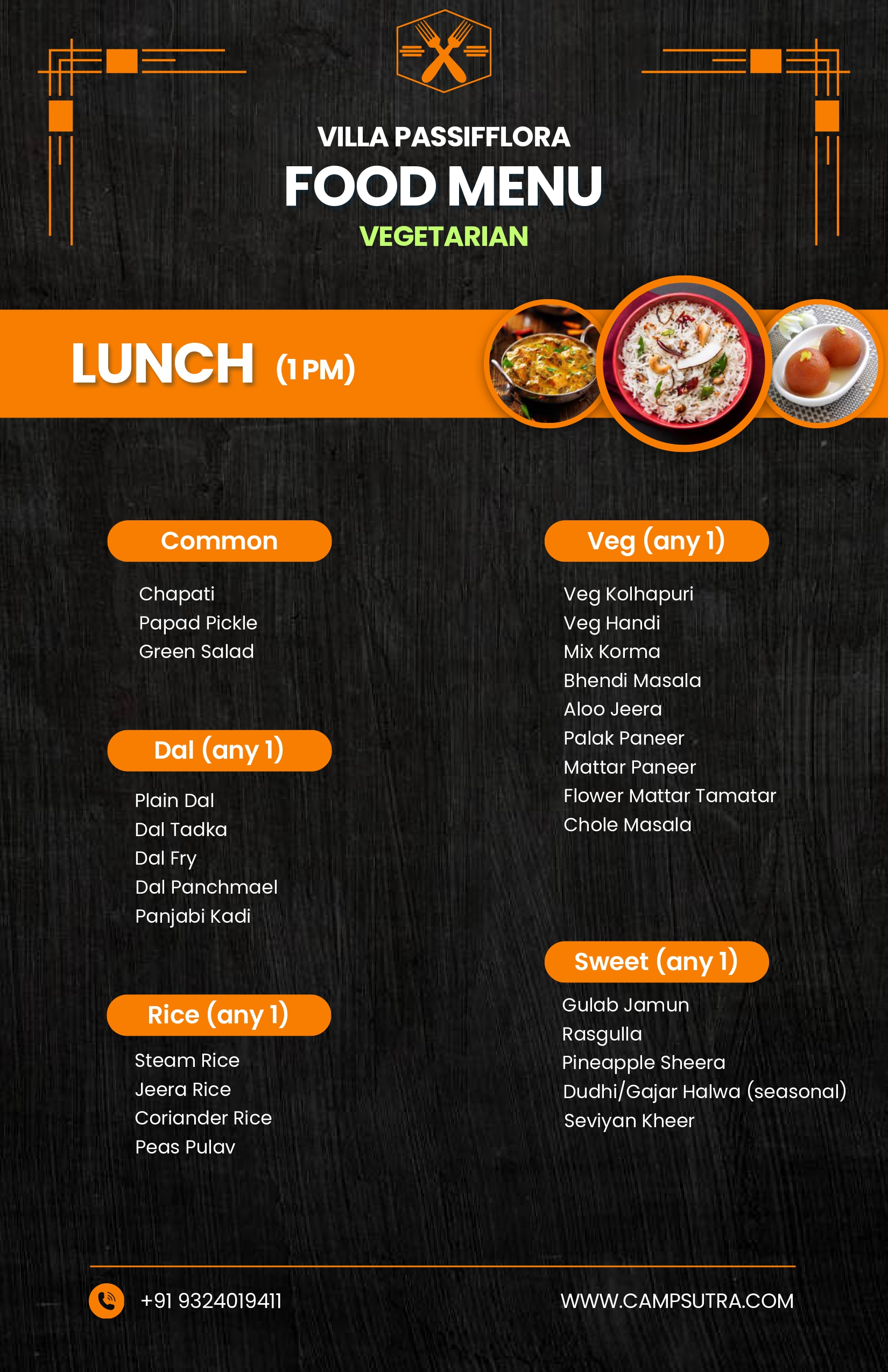 Sample menu