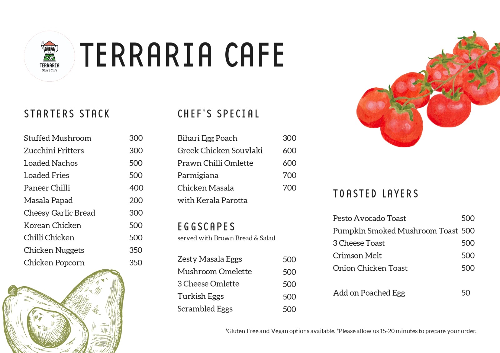 Sample menu
