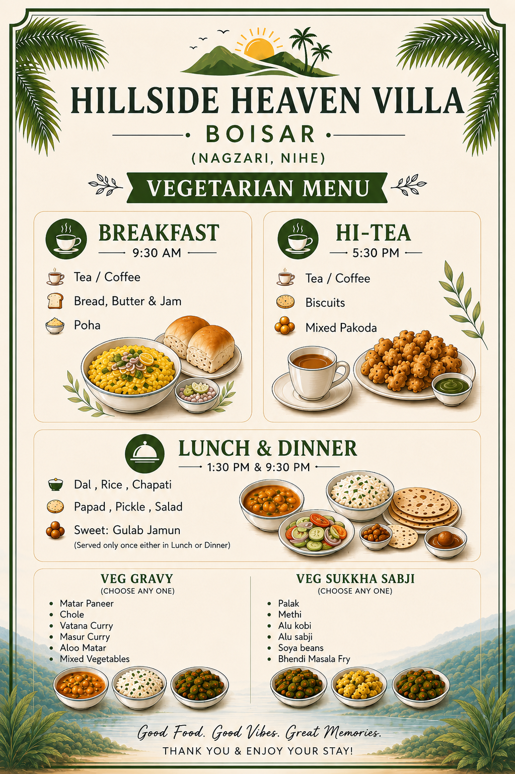 Sample menu