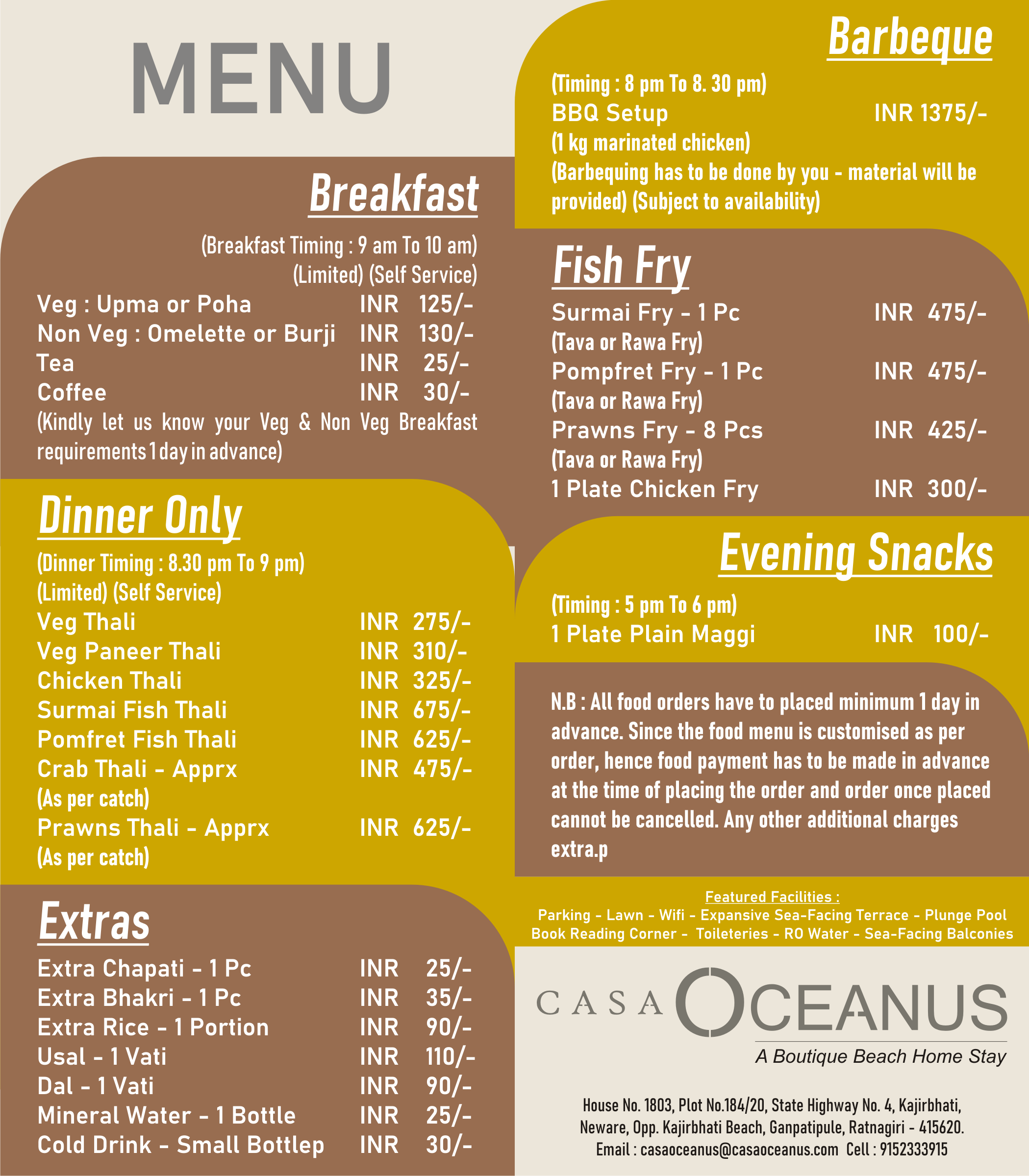 Sample menu