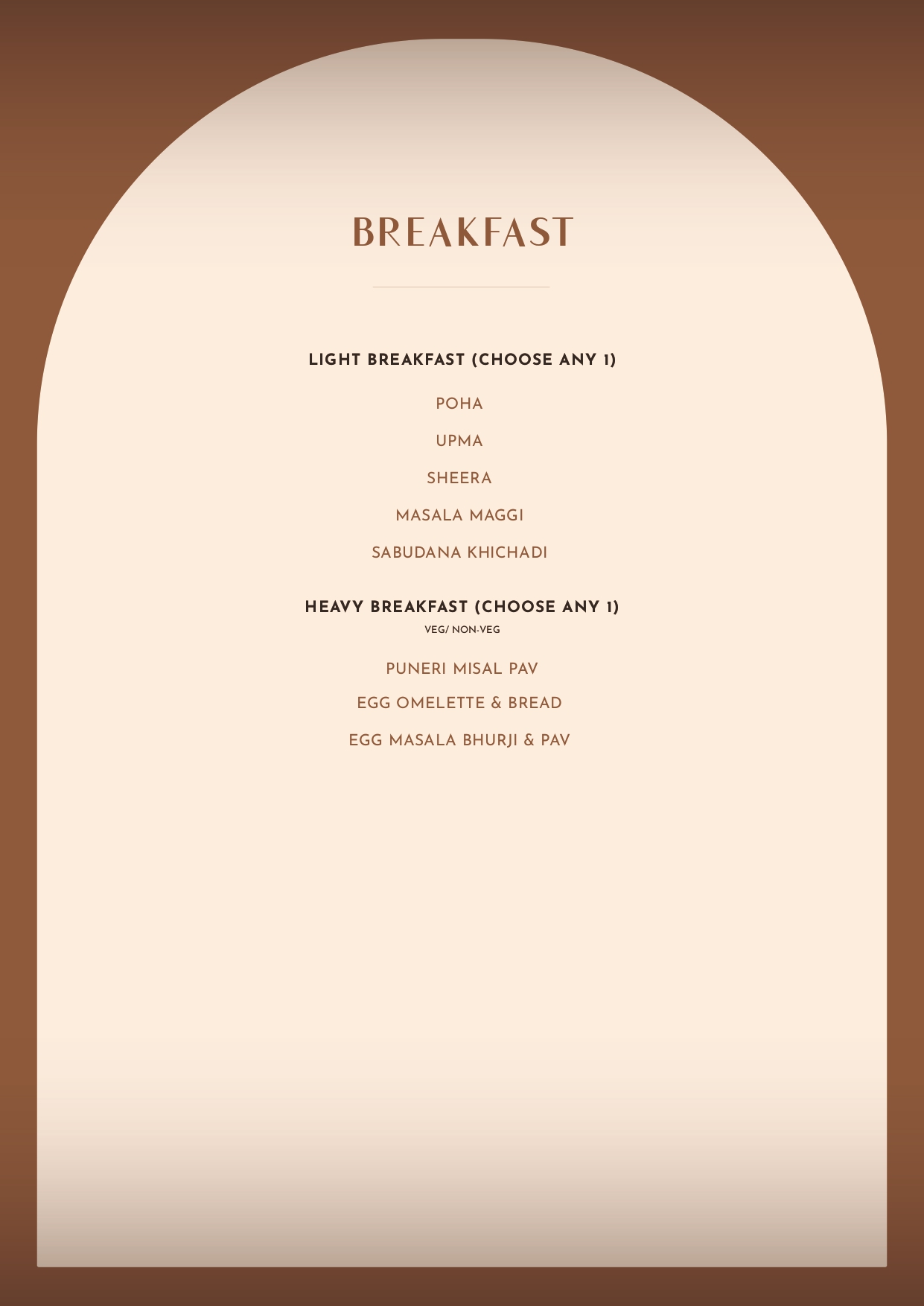 Sample menu